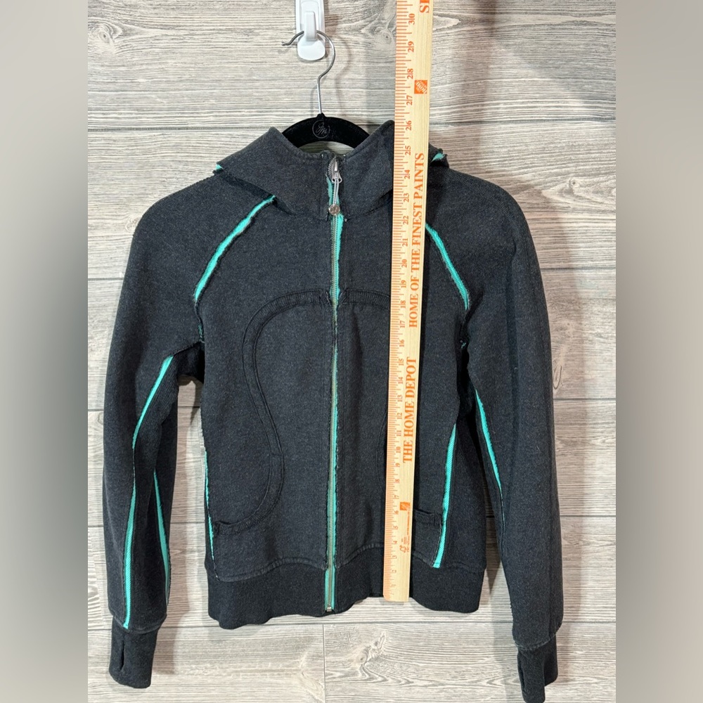 Lululemon Scuba Full Zip Sweatshirt/Hoodie, Vintage, Gray/Teal, Size 6 - Picture 6 of 6